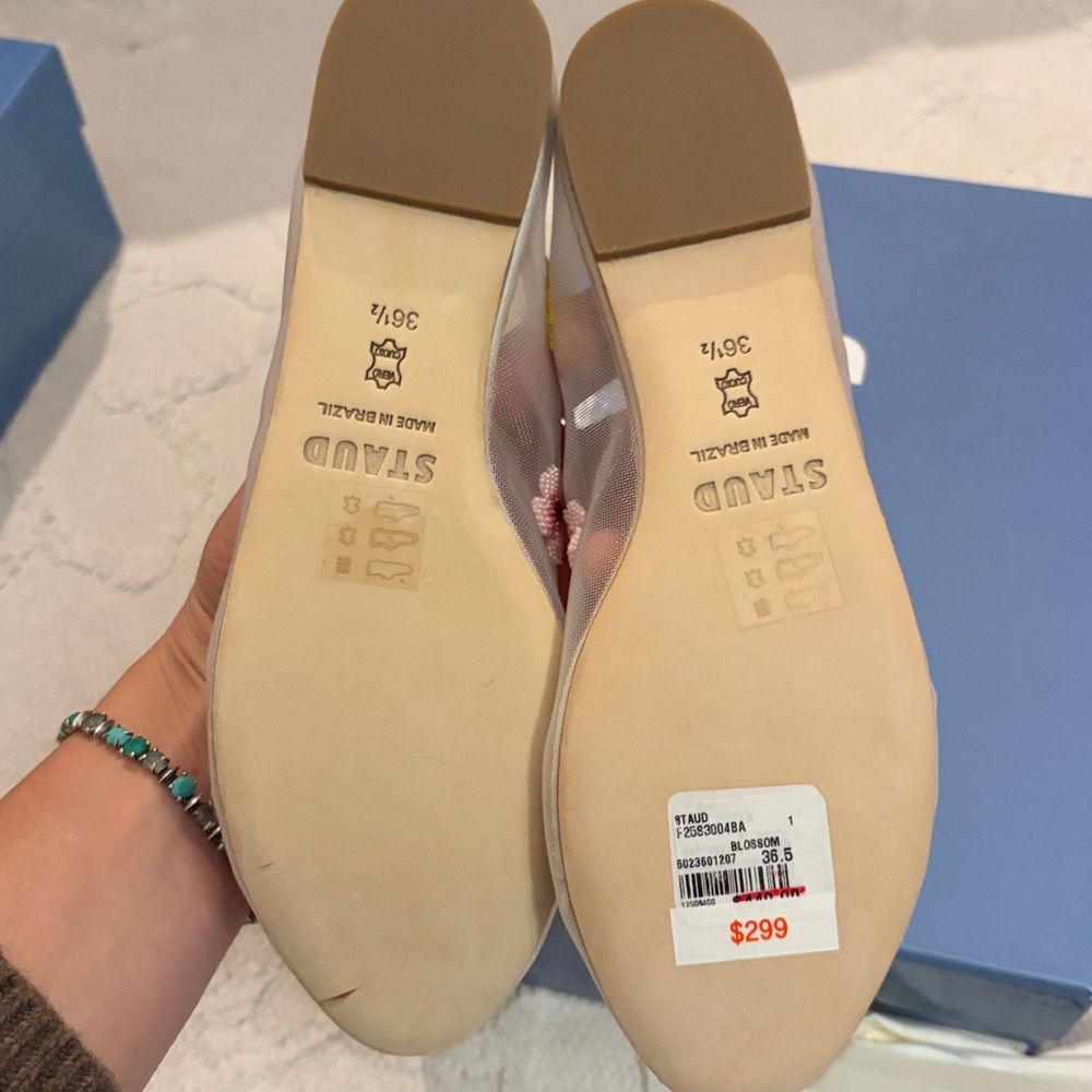 STAUD ALBA BALLET FLAT floral MESH Leather Trim Minimalist Design EU 36.5 new - Picture 10 of 11